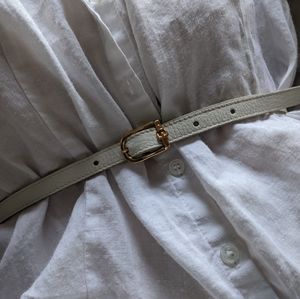 Vintage white leather belt with tiny gold buckle